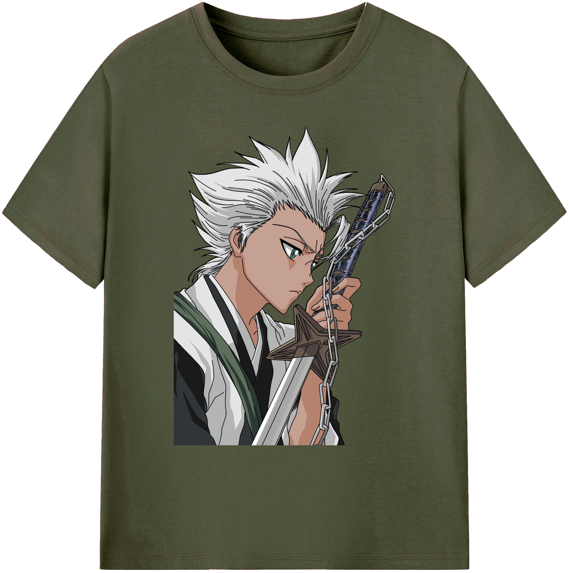 （画像用） ブリーチ 日番谷冬獅郎（ひつがや とうしろう） BLEACH Hitsugaya Toushirou 綿100％ メンズ半袖Tシャツ｜肌触りやわらか＆通気性